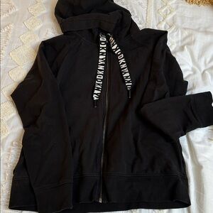 DKNY Black Hoodie with Logo Drawstrings